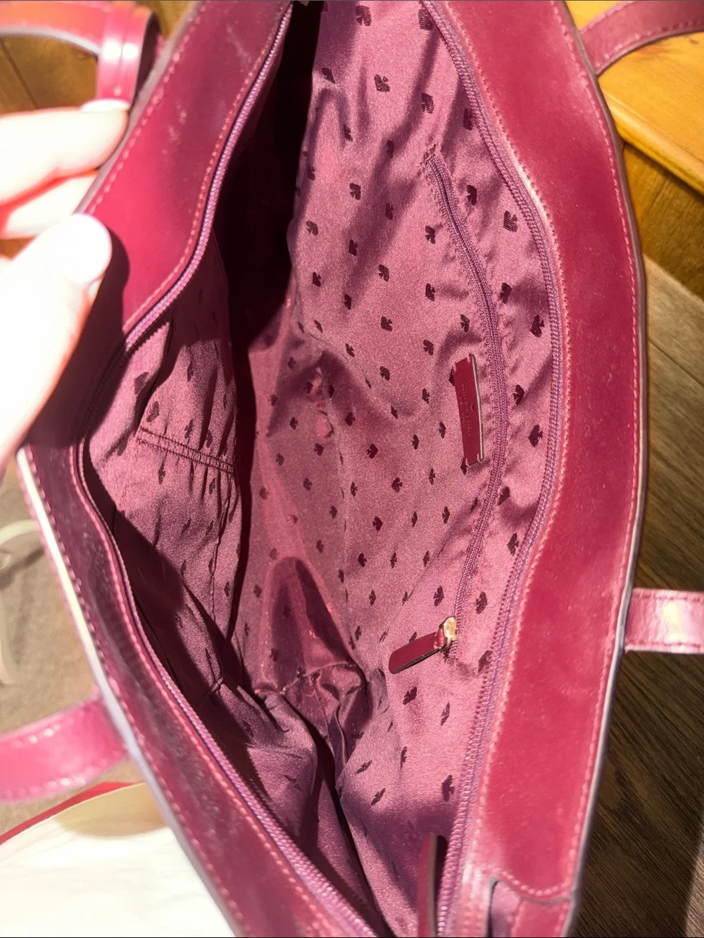 kate spade Burgundy Leather Tote with Tassel
